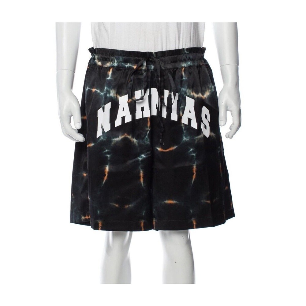 NEW NAHMIAS Spellout Basketball Shorts Silk‎ Tie Dye Graphic Printed Size XL